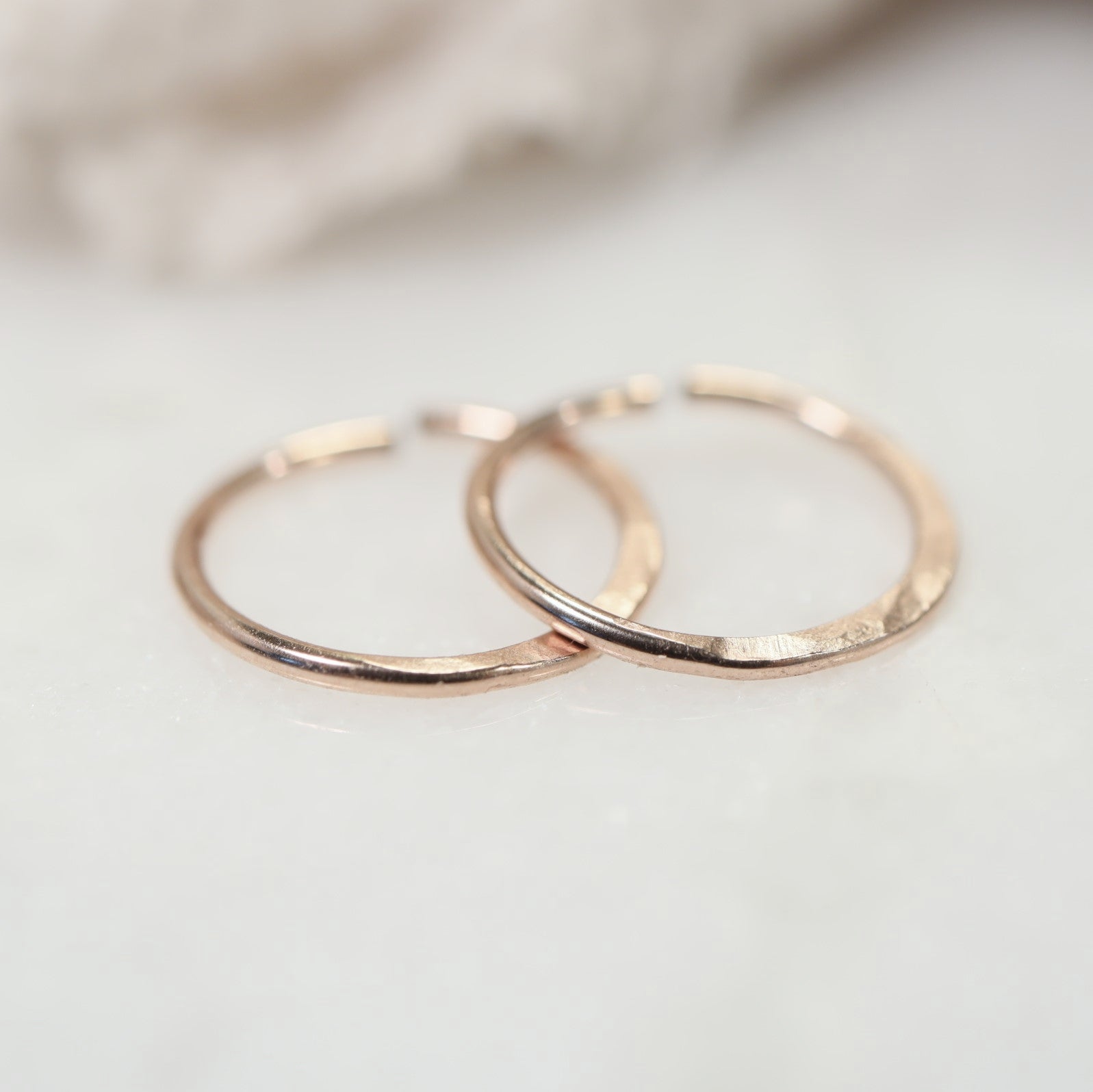 gold Tiny Hoop Earring Hammered Endless