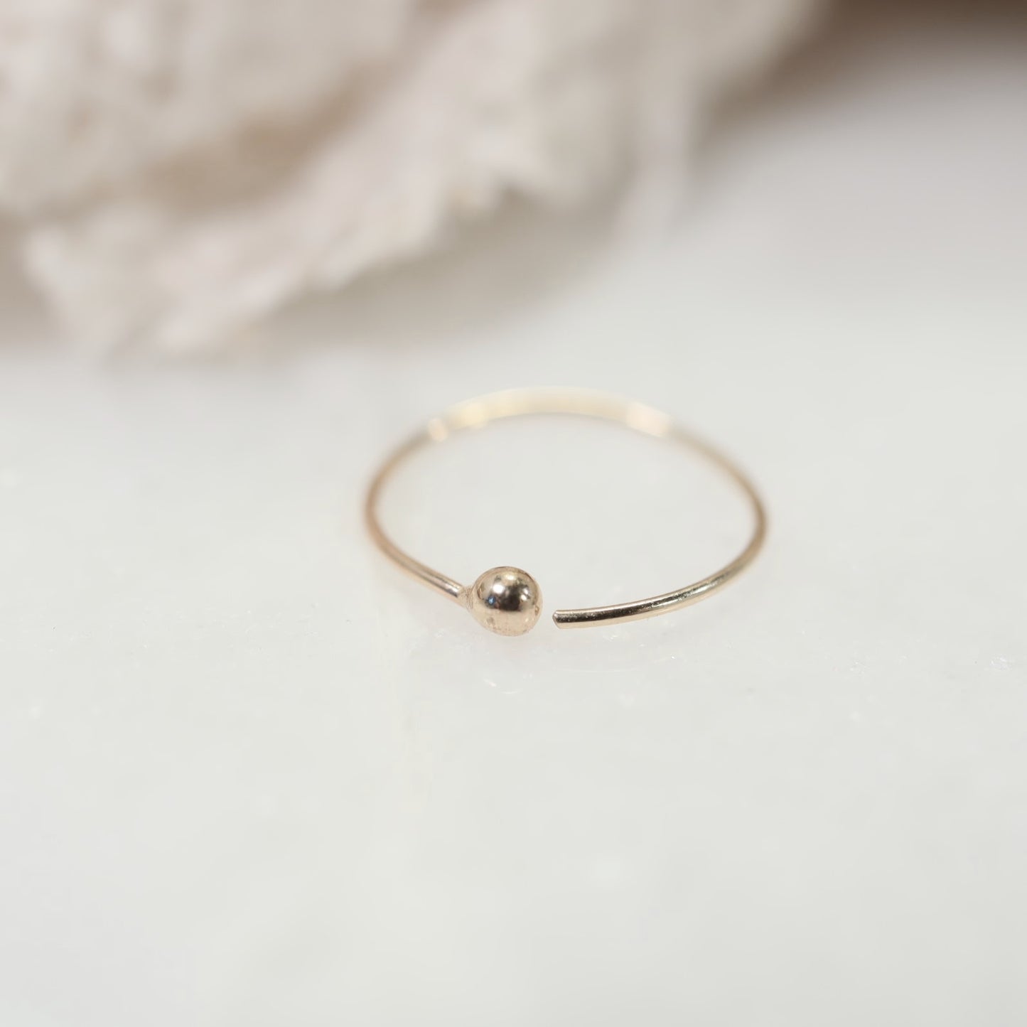 super thin ball nose ring gold