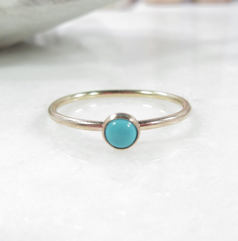 turquoise in yellow gold ring