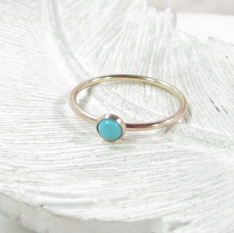 Rings Turquoise Gemstone 1mm Wide Choose Your Metal, Size and Texture