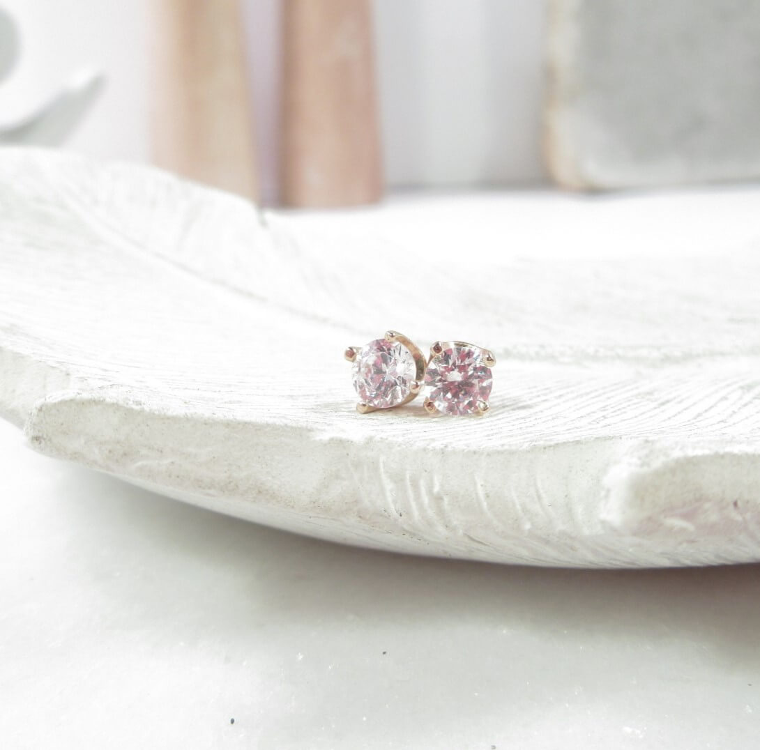 3mm white topaz gemstone earrings