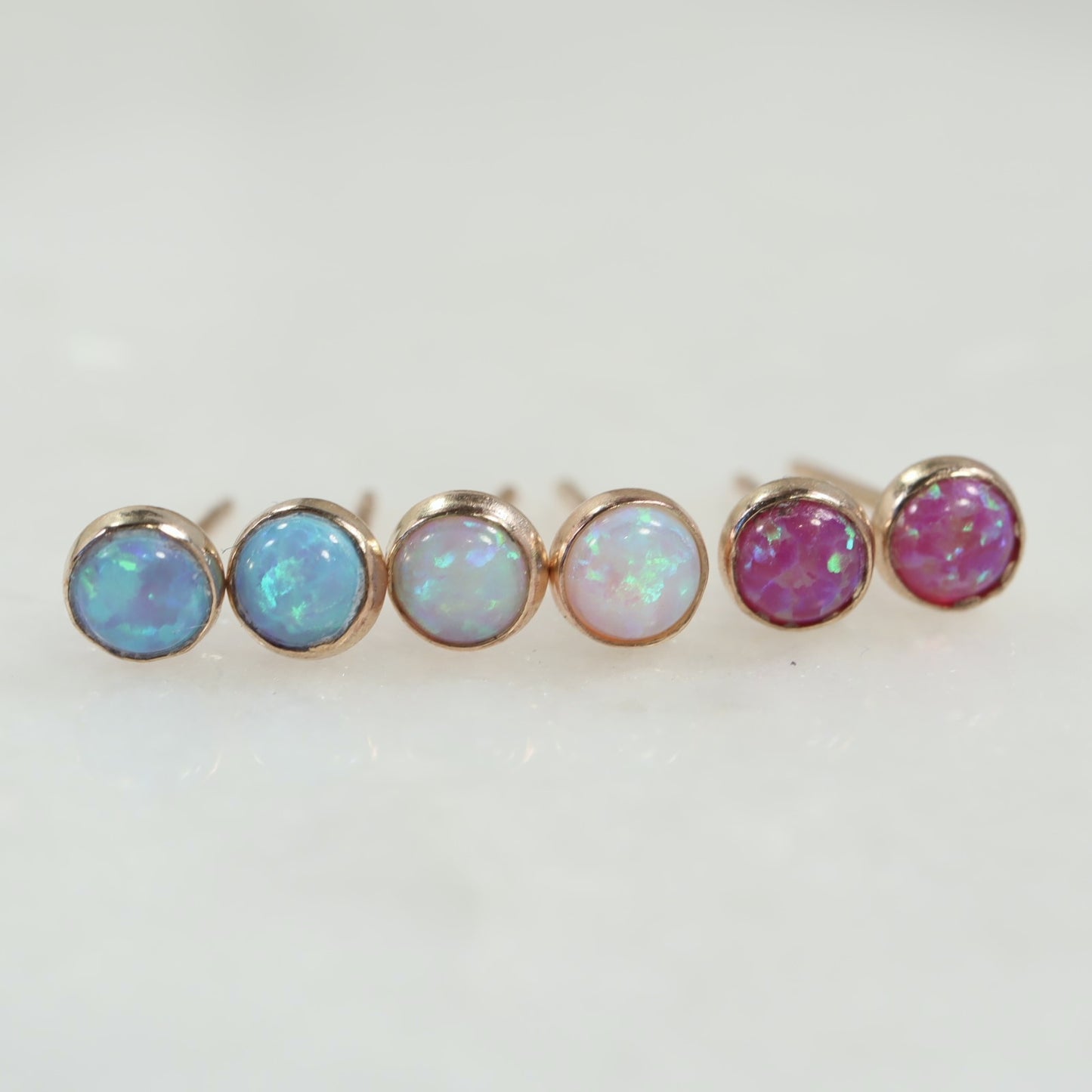 Fire Opal Post Earrings - Choose Your Color & Metal