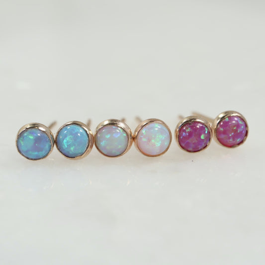 Fire Opal Post Earrings - Choose Your Color & Metal