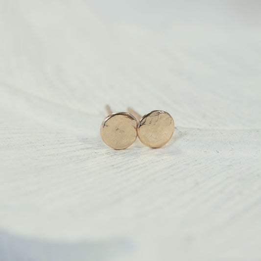 gold hammered post earrings
