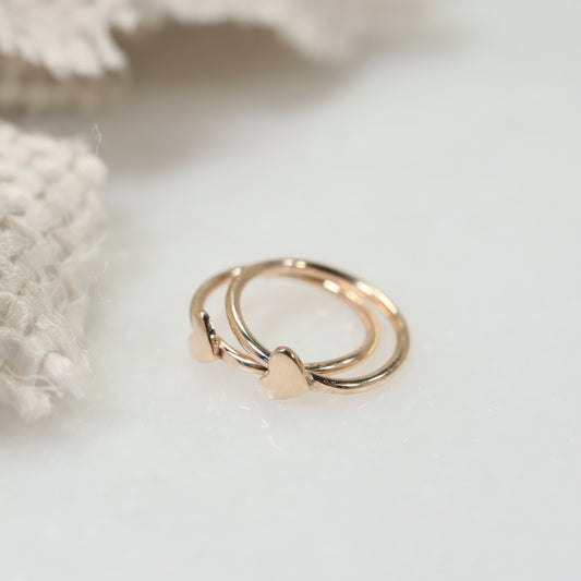 gold Hoop Earring Tiny Hearts