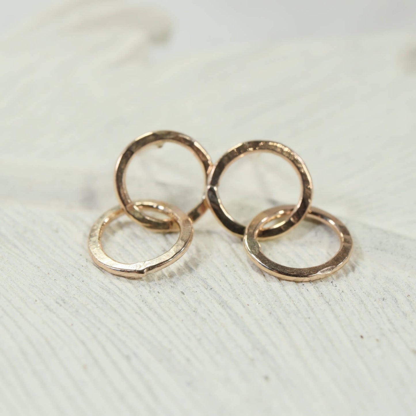 gold double circle post earrings