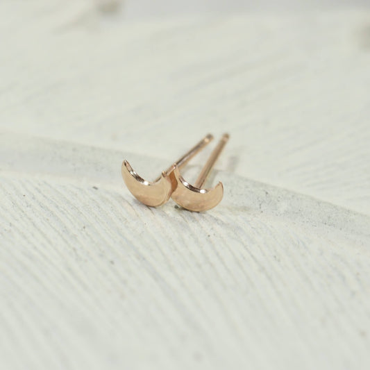 gold crescent moon post earrings