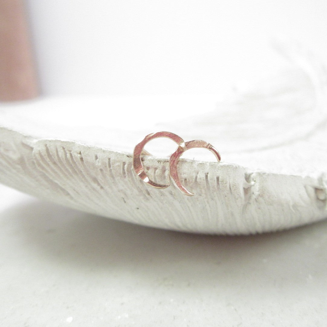 Post Earring Hammered Crescent Moons Choose Your Metal