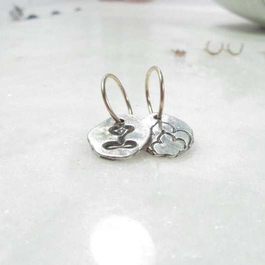 Tiny Hoop Dangles Mis Matched Mixed Metals Yoga Theme