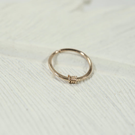 gold hammered & wrapped nose ring