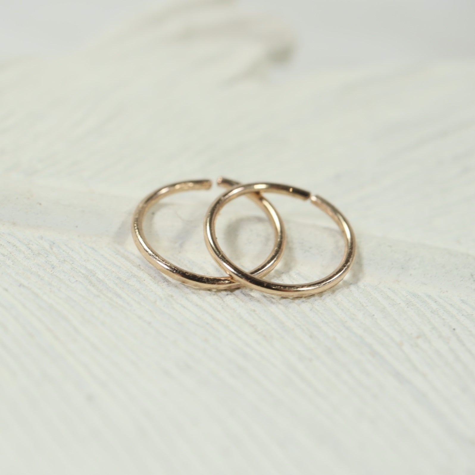 gold face hammered endless hoops