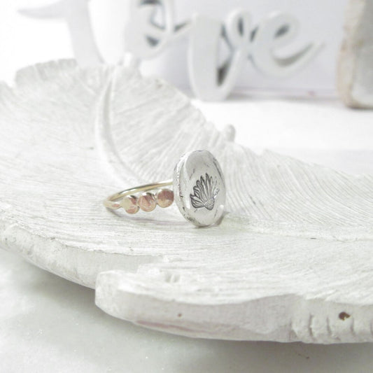 Nugget Stacking Ring Echinacea Ring- Mixed Metals Choose Your Band