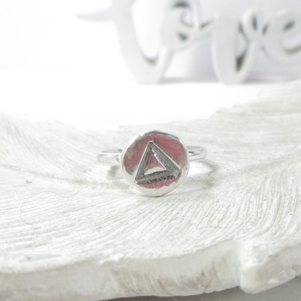 Nugget Ring Water & Fire Element Symbol - Mixed Metals Choose Your Band Color