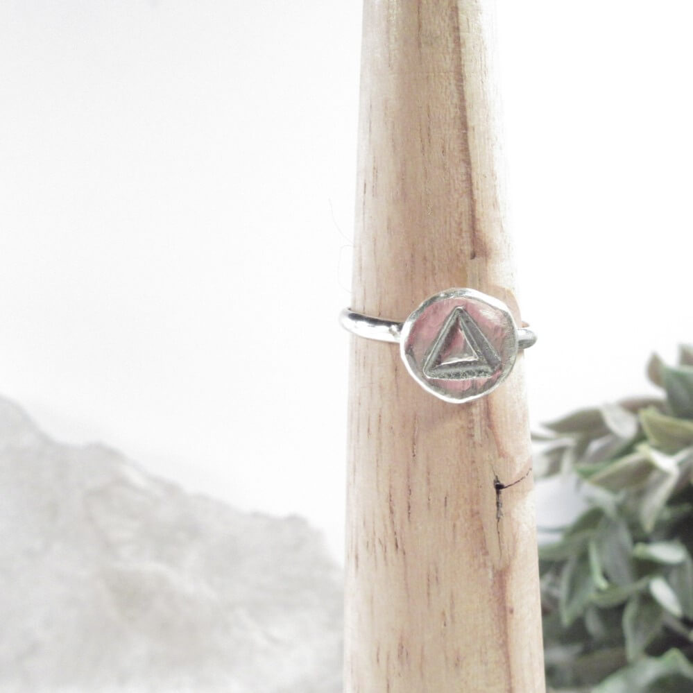Nugget Ring Water & Fire Element Symbol - Mixed Metals Choose Your Band Color