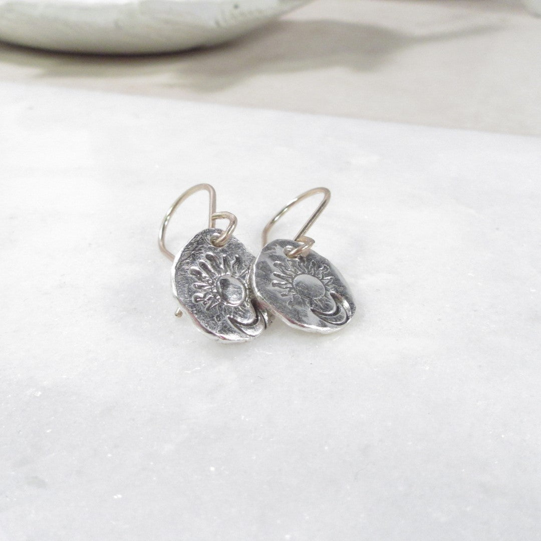Tiny Hoop Dangles Mixed Metals Sun & Moon
