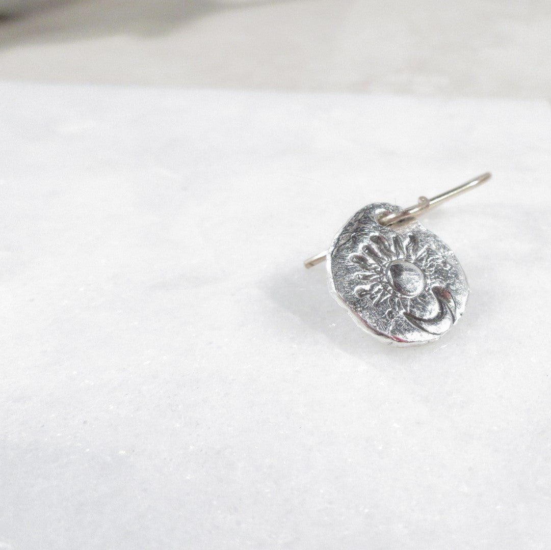 Tiny Hoop Dangles Mixed Metals Sun & Moon