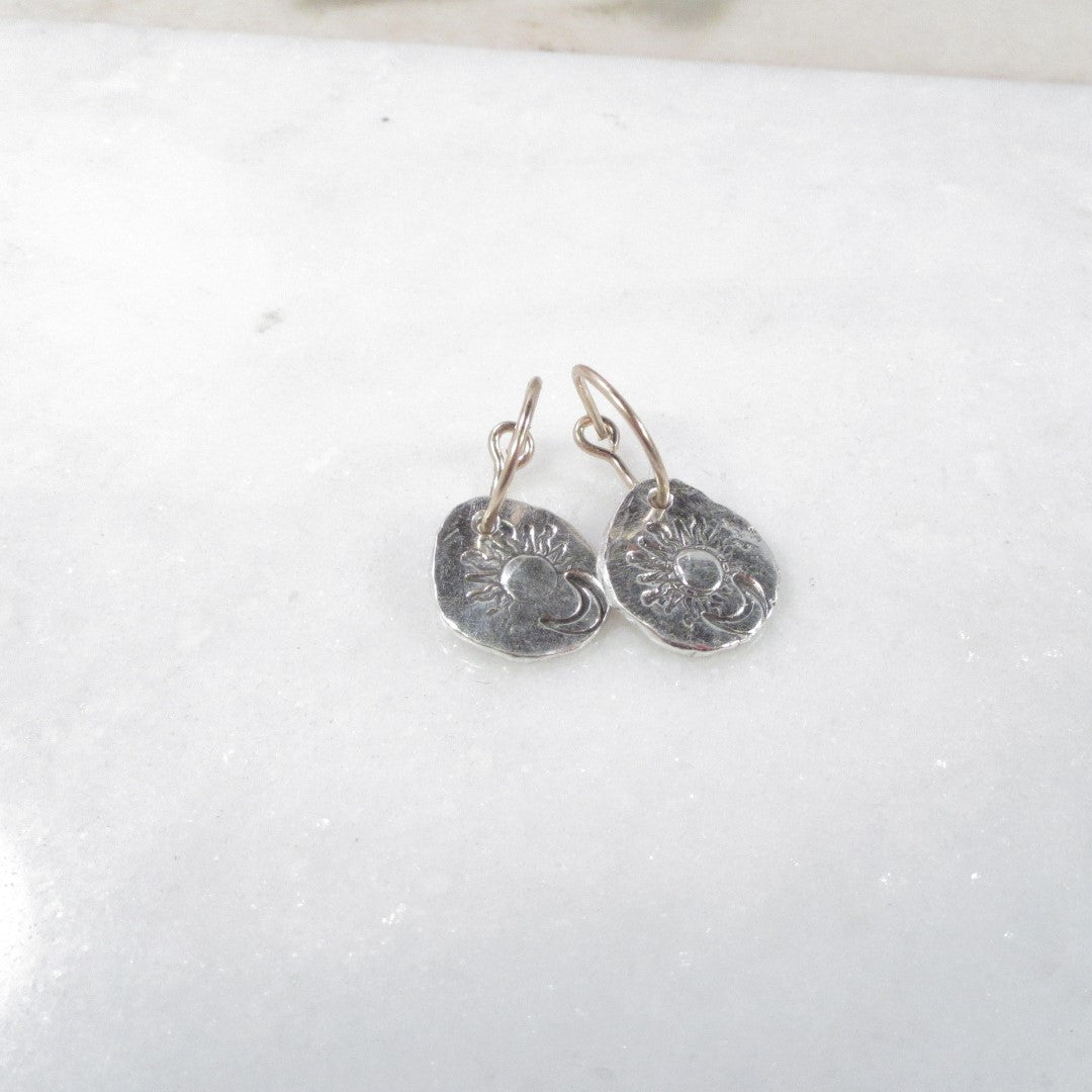 Tiny Hoop Dangles Mixed Metals Sun & Moon