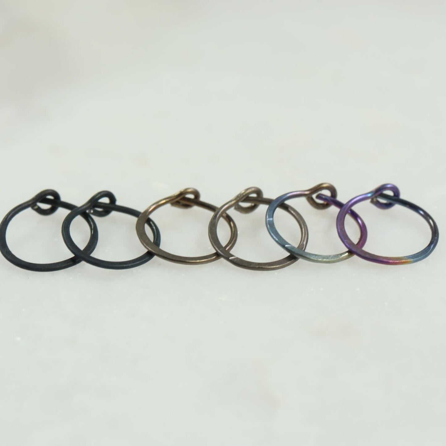Tiny Hoop Earring Hammered - Niobium Choose Your Diameter, Gauge