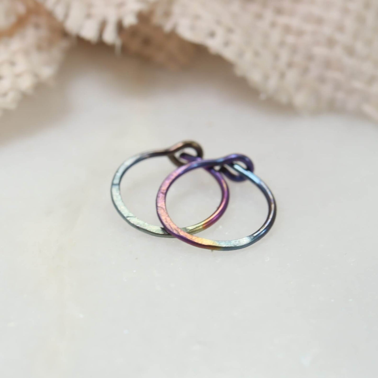 Tiny Hoop Earring Hammered - Niobium Choose Your Diameter, Gauge