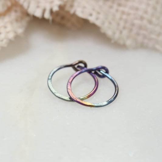 Tiny Hoop Earring Hammered - Niobium Choose Your Diameter, Gauge