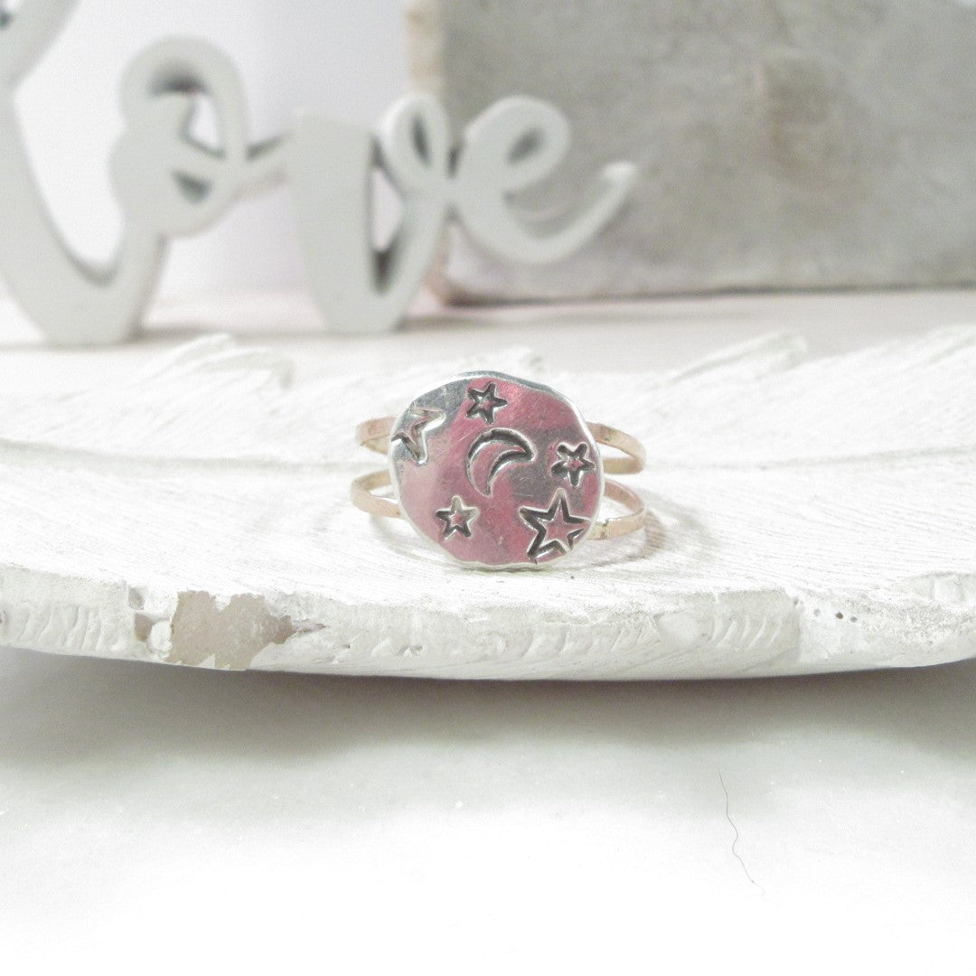moon & star nugget ring