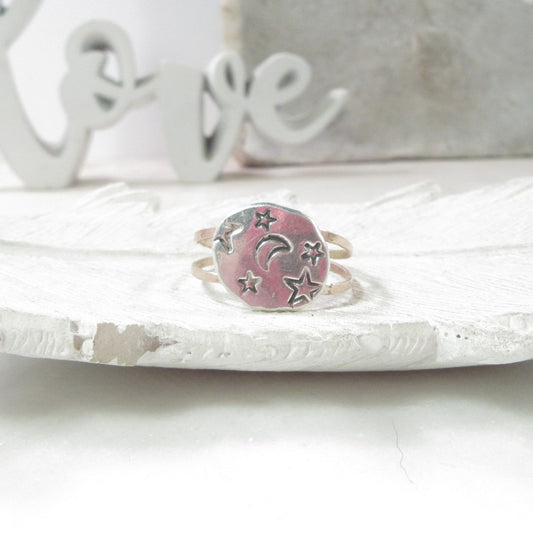 moon & star nugget ring