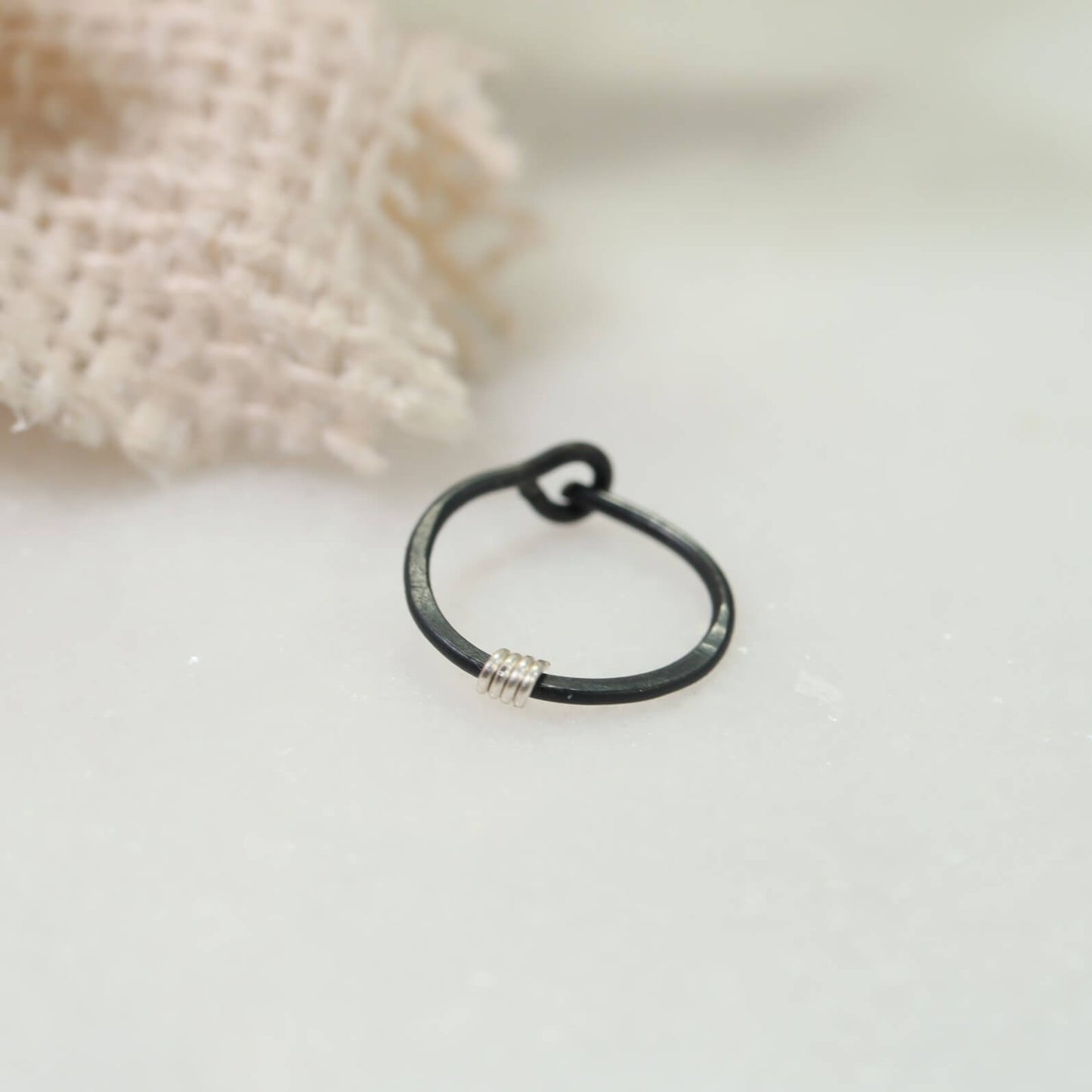 Cartilage Hoop Niobium Hammered & Wrapped - Choose Your Color, Gauge, Diameter