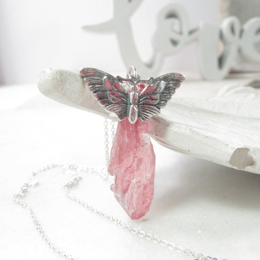 butterfly crystal point necklace