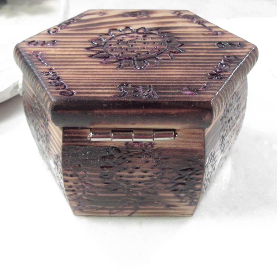 back of sunflower pendulum box