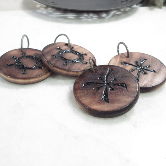 Tribal Wood Symbols Earrings For Men & Women 16 Gauge