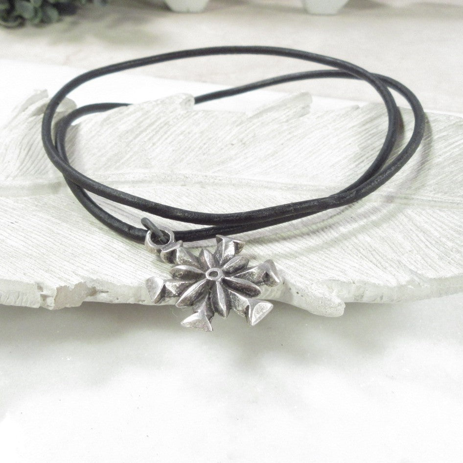 Metal Symbol Necklace on Leather