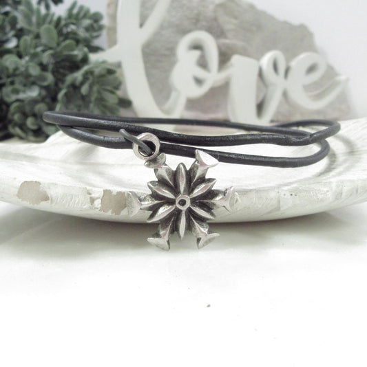 Metal Symbol Necklace on Leather