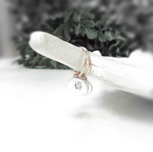 Tiny Hoop Earring Tiny Love Dangles - Choose Your Diameter, Gauge, Metal