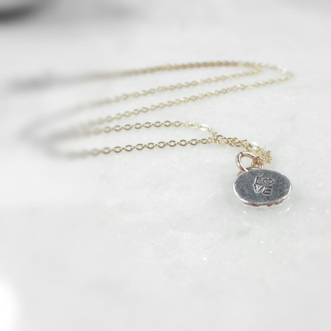 Nugget Necklace - LOVE, Mixed Metals, Choose Your Length