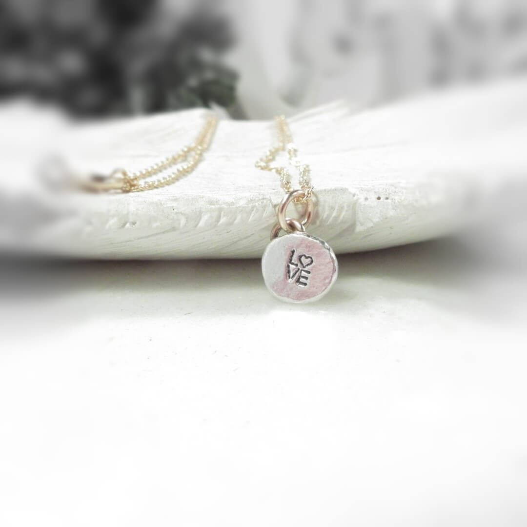 Nugget Necklace - LOVE, Mixed Metals, Choose Your Length