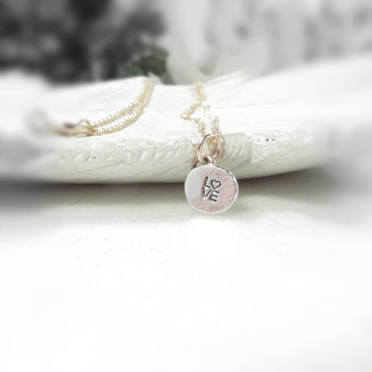 Nugget Necklace - LOVE, Mixed Metals, Choose Your Length