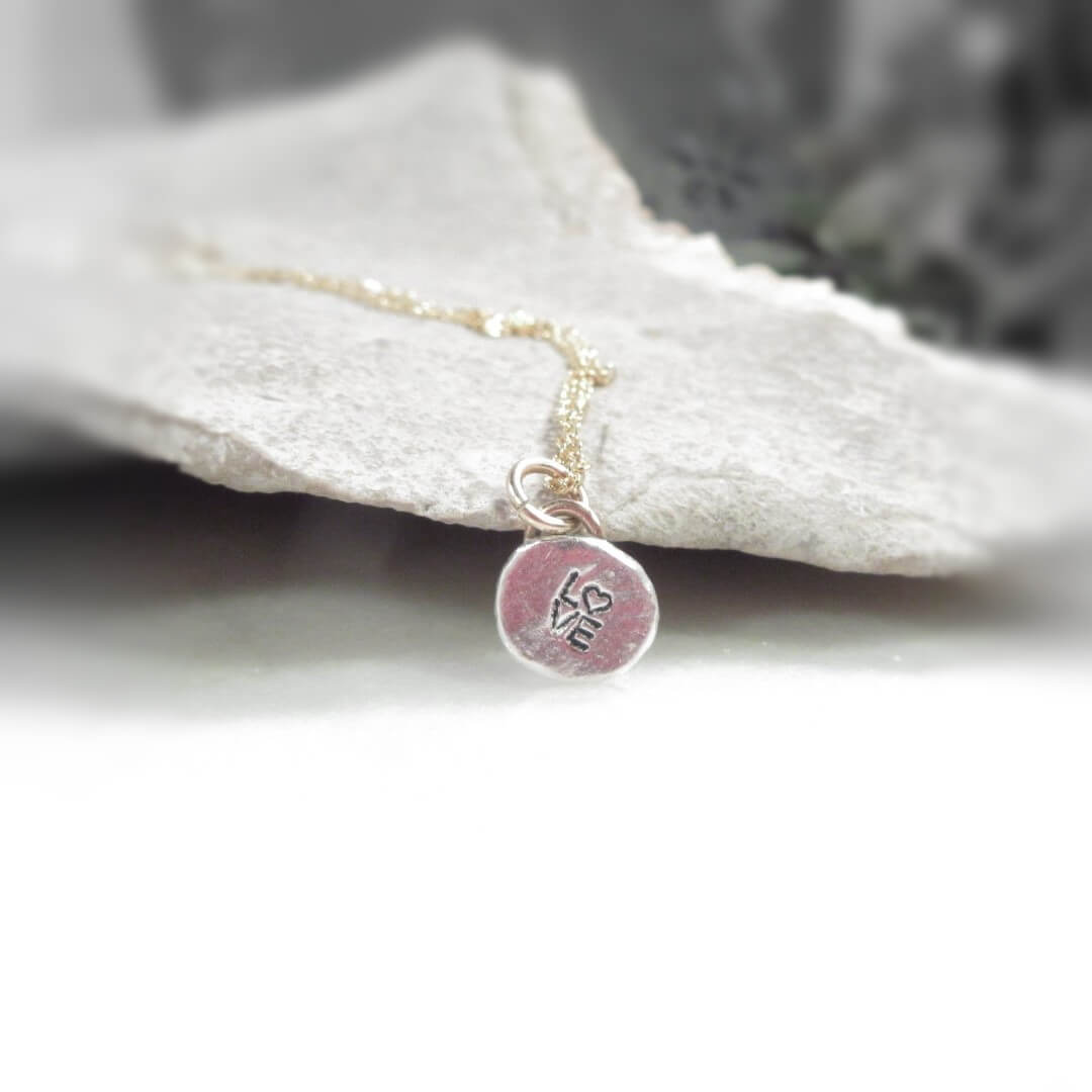 Nugget Necklace - LOVE, Mixed Metals, Choose Your Length