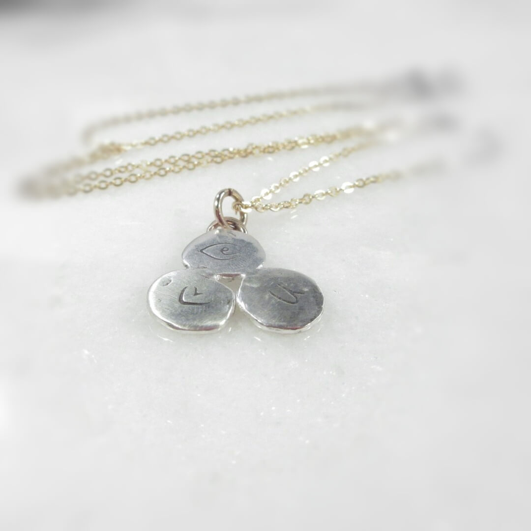 Nugget Necklace 3 Cluster - Acronym, Mixed Metals, Choose Your Length