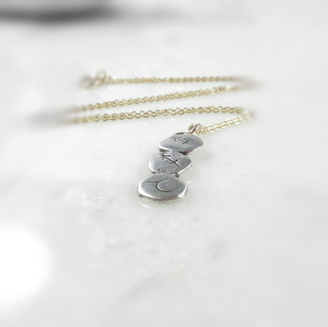 Nugget Necklace Astrology - Sun Moon Rising, Mixed Metals, Choose Your Length