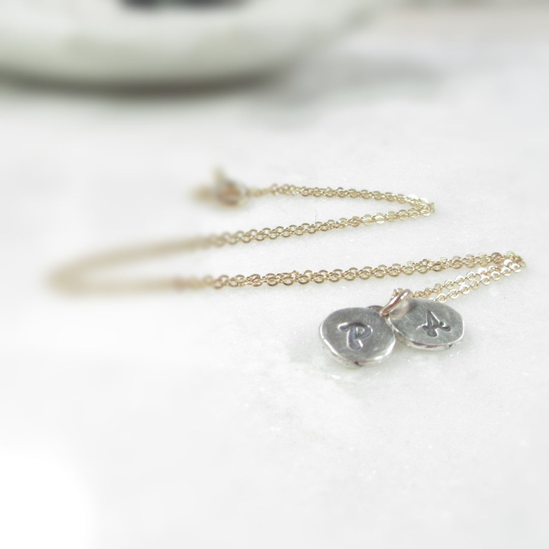 Nugget Necklace 2 Side to Side - Acronym, Mixed Metals, Choose Your Length