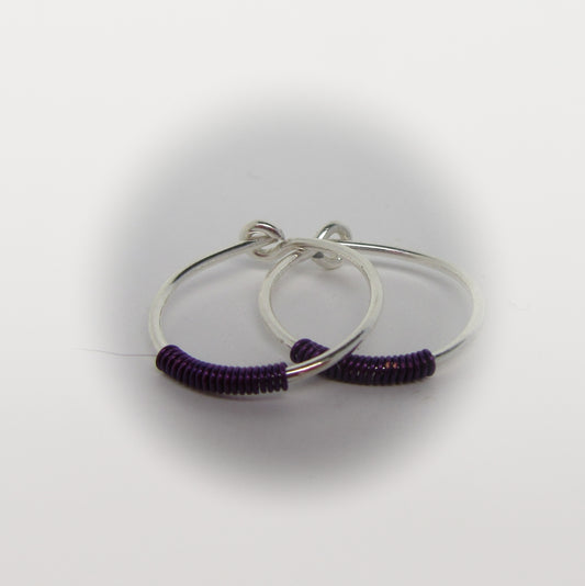 Tiny Hoop Earring Wrapped Colors - Choose Your Diameter, Gauge, Metal, Color