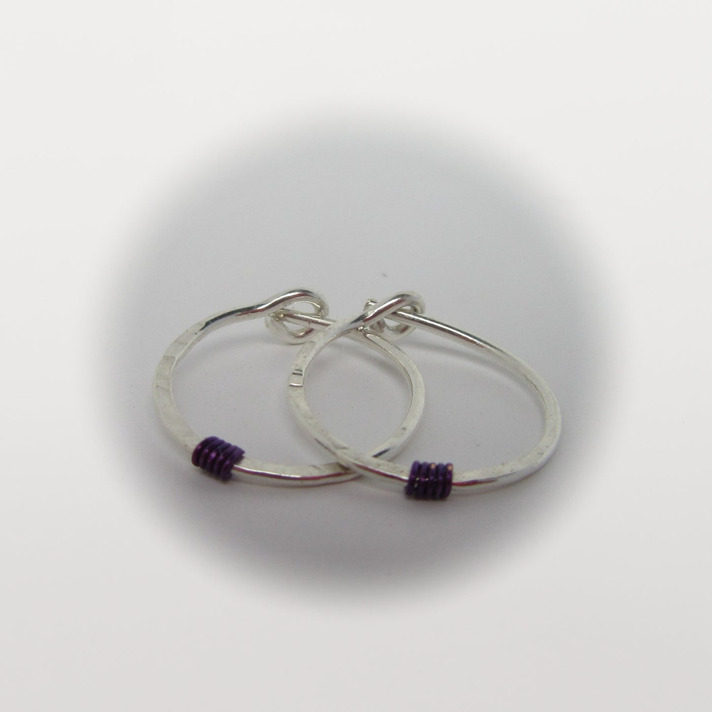 Tiny Hoop Earring Hammered & Wrapped Colors - Choose Your Diameter, Gauge, Metal, Hoops For Men & Women