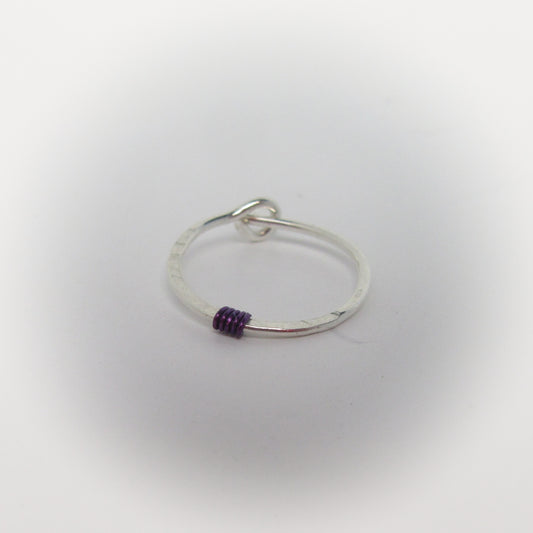 Cartilage Hoop Earring Hammered & Wrapped - Silver Choose Your Diameter, Gauge and Color