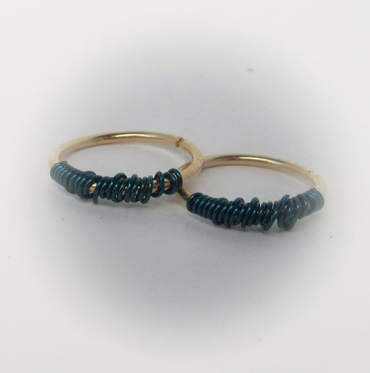 Tiny Hoop Earring Tangled Colors Gold - Choose Your Diameter, Gauge, Color