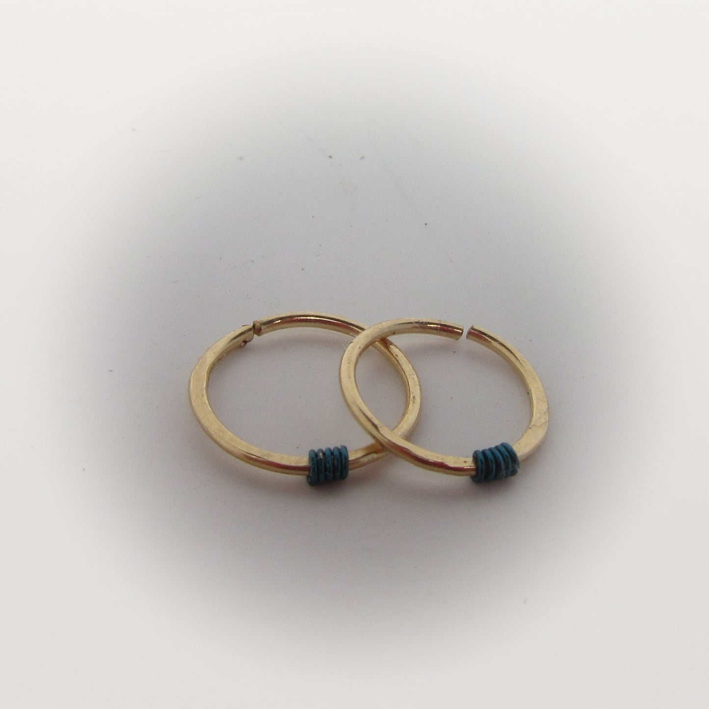 Tiny Hoop Earring Hammered & Wrapped Colors Gold - Choose Your Diameter, Gauge, Color