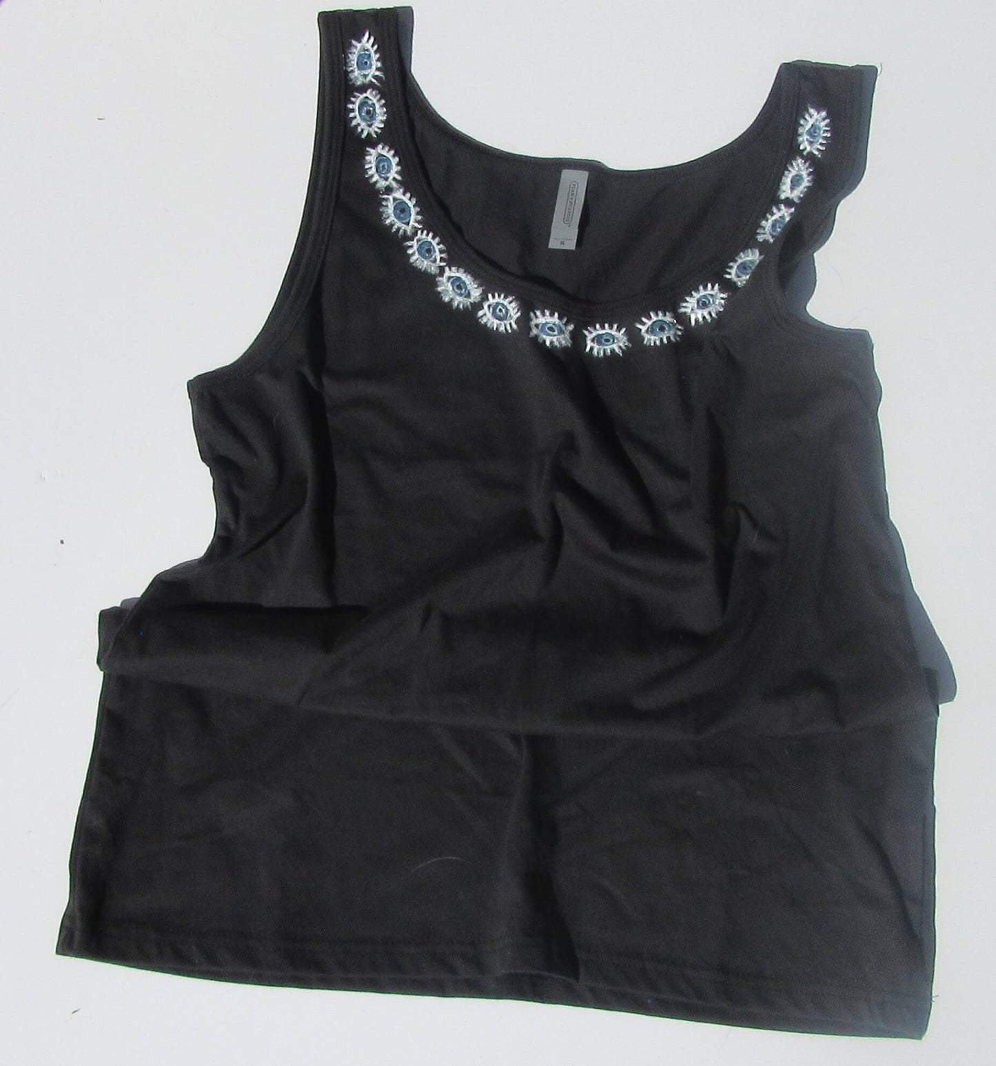 multi evil eye tank top black on white background