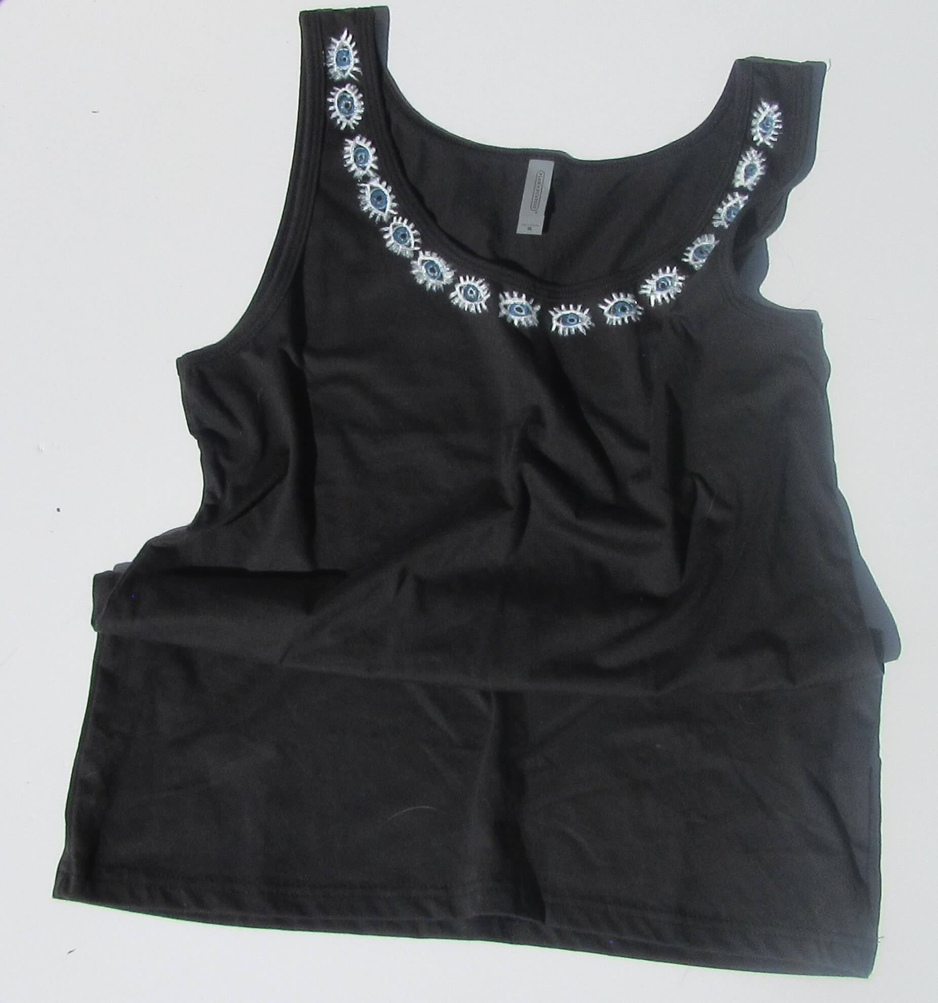 multi evil eye tank top black on white background