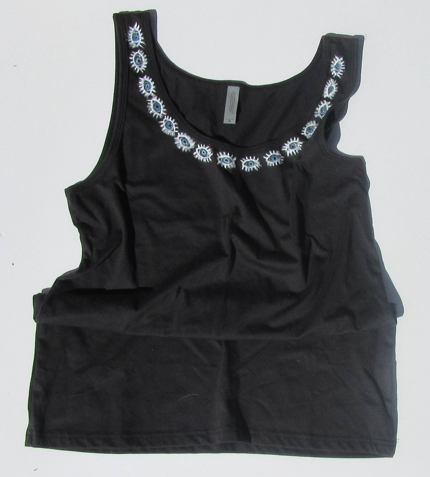 evil eye tank top black on white background