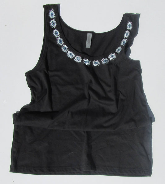 evil eye tank top black on white background