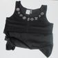 witchy symbols on a black tank top on a white background